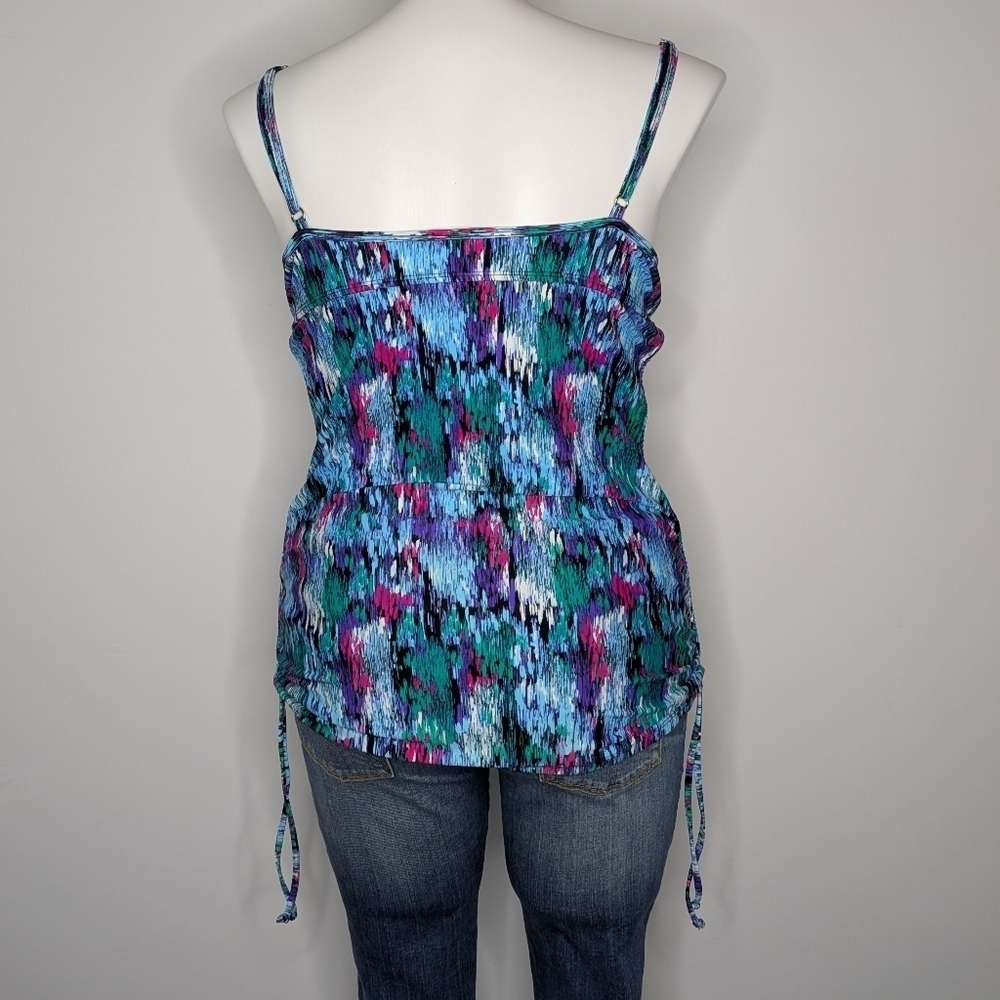 Assets By Spanx Blue Green Purple V Neck Bikini Tankini Swim Top XL - Picture 5 of 9